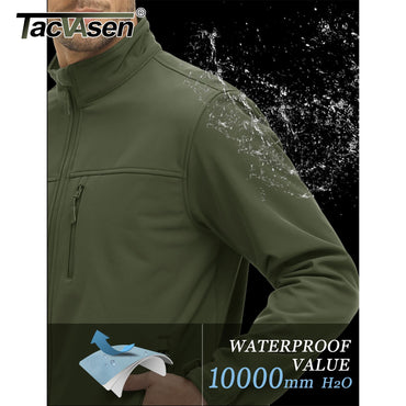 TACVASEN Waterproof Softshell Jackets Mens Winter Fleece Lined Work Jackets Zipper Pocket Outdoor Jacket Male Windbreaker