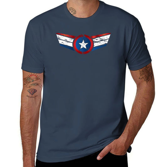 Red, White & Blue Stars & Stripes Grunge, Distressed T-Shirt t shirt man plain t shirt man cotton T-Shirt