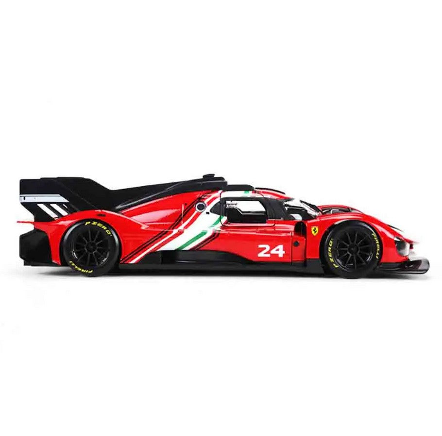 Bburago 1:18 2024 Wec QatarFerrari 499p 24h Lemans Modificata 24 Racing No83 Miniature Diecast Model Toys Acrylic Box Black #51