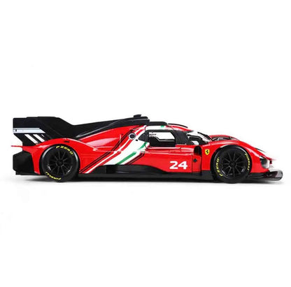 Bburago 1:18 2024 Wec QatarFerrari 499p 24h Lemans Modificata 24 Racing No83 Miniature Diecast Model Toys Acrylic Box Black #51