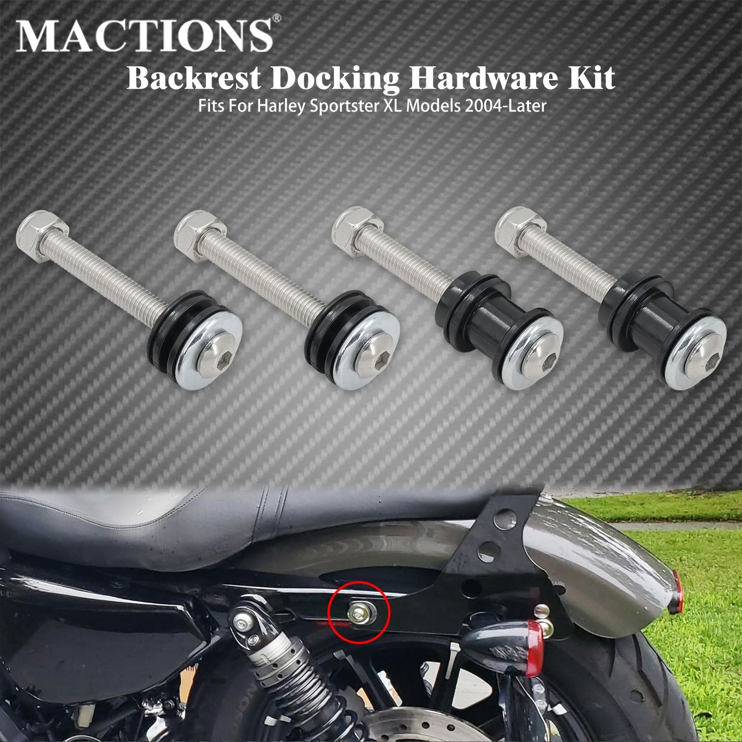 Motorcycle Sissy Bar Rack Backrest Docking Hardware Mounting Kit Detachable For Harley Sportster XL 1200 883 Low XL883 2004-2024