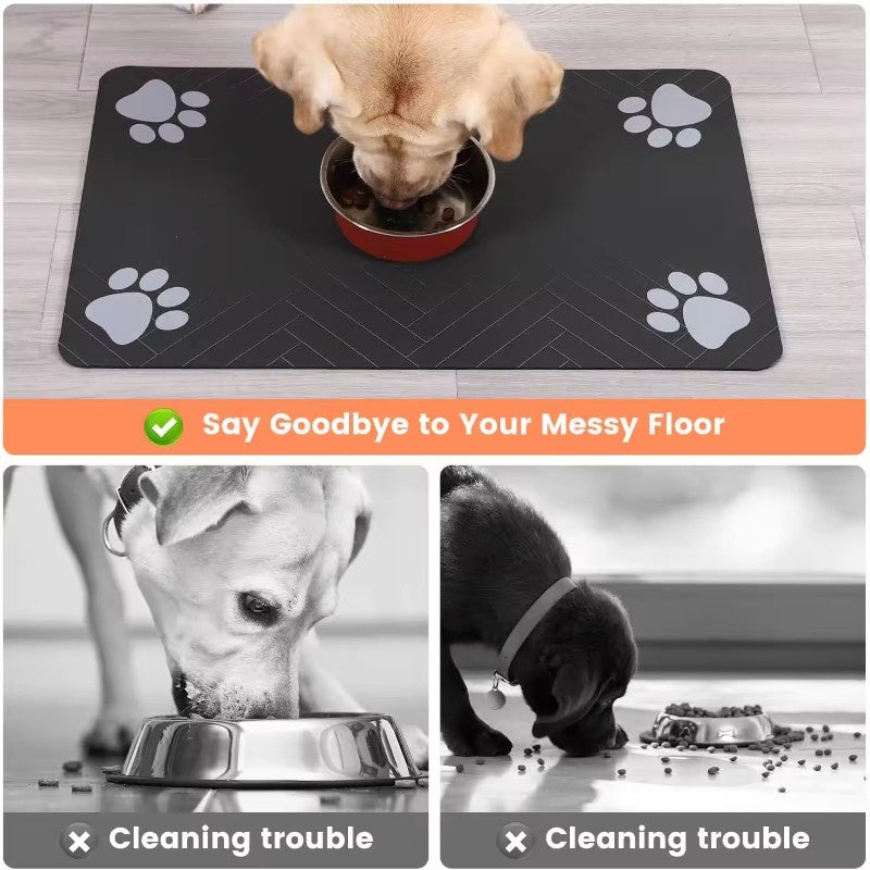 Tapete para Alimentação de Inverno - Jogo Americano Absorvente para Cães e Gatos com Parte Traseira Emborrachada Impermeável e Secagem Rápida