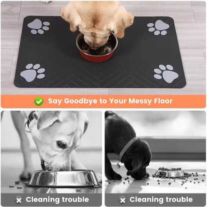 Tapete para Alimentação de Inverno - Jogo Americano Absorvente para Cães e Gatos com Parte Traseira Emborrachada Impermeável e Secagem Rápida