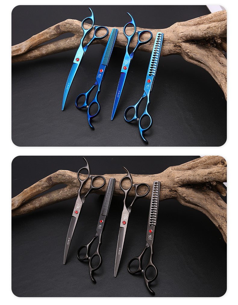 Conjunto de tesouras de tosa Fenice novo design colorido 7.0 polegadas tesouras retas de desbaste curvadas