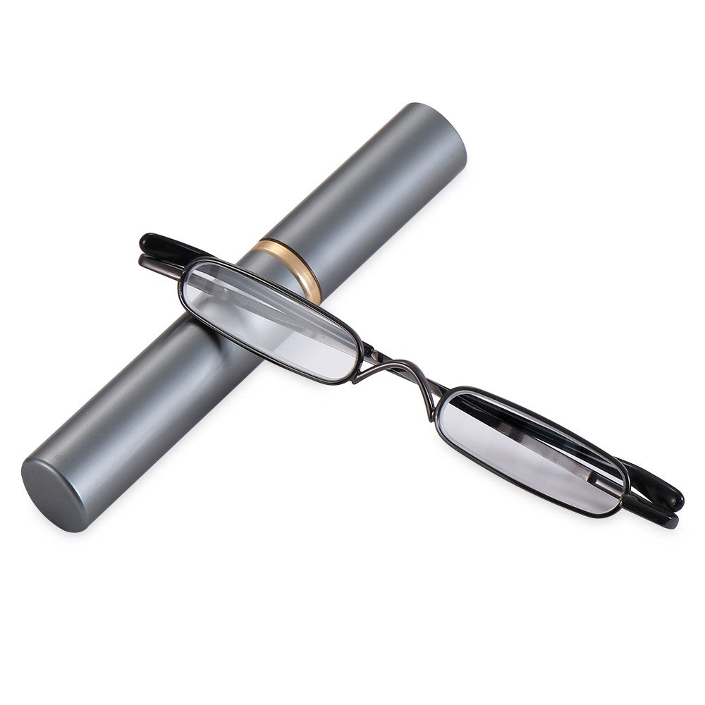 1 Óculos de Leitura Masculino e Feminino com Dobradiça de Mola, Mini Leitor de Tubo Pequeno, Fino, Tipo Caneta, com Estojo Portátil com Clipe