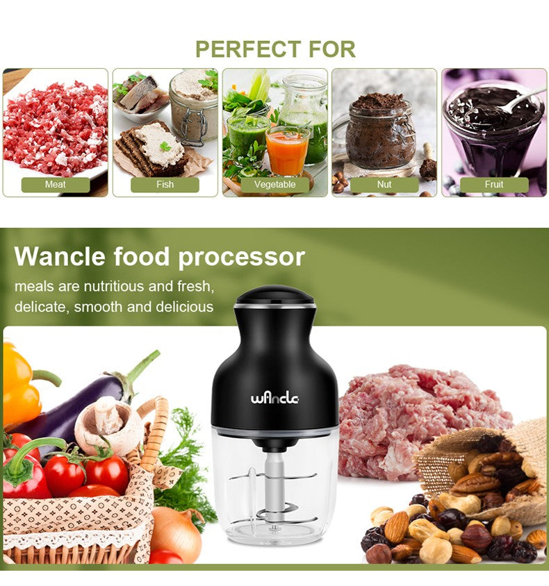 Moedor de Carne Elétrico Wancle Picador de Cozinha Lâmina de Aço Inoxidável Triturador de Alho para Vegetais Processador de Alimentos Doméstico Liquidificador