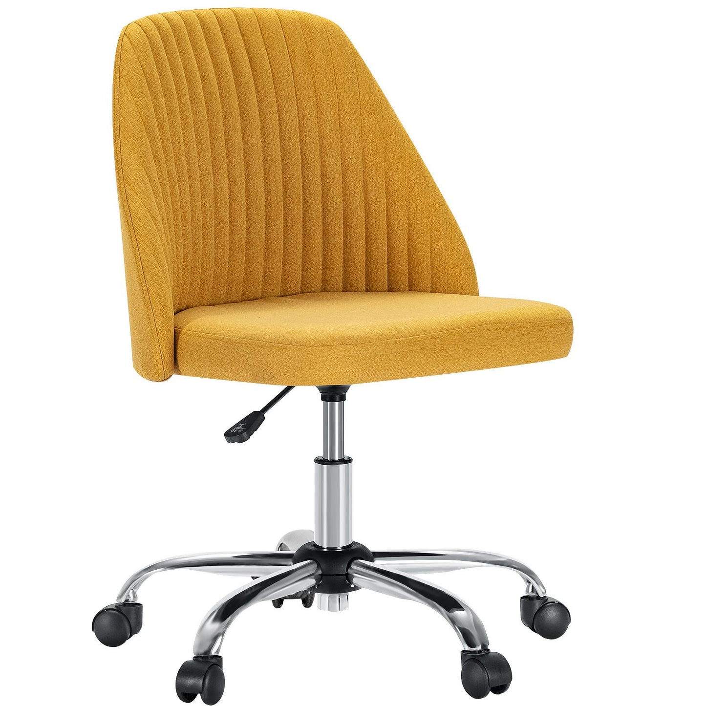 Cadeira de Escritório Pequena sem Braços JHK, Cadeira Giratória Fofa para Penteadeira com Encosto, Tecido Moderno com Rodas, Cadeira Giratória Ergonômica para Casa e Jogos