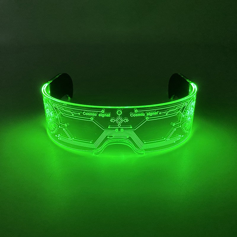 Led Luminous Glasses Bar Masquerade Concert Rave Goggles Rainbow Space Robot Futuristic Led DJ LIGHT Glasses Star Y2k Glasses