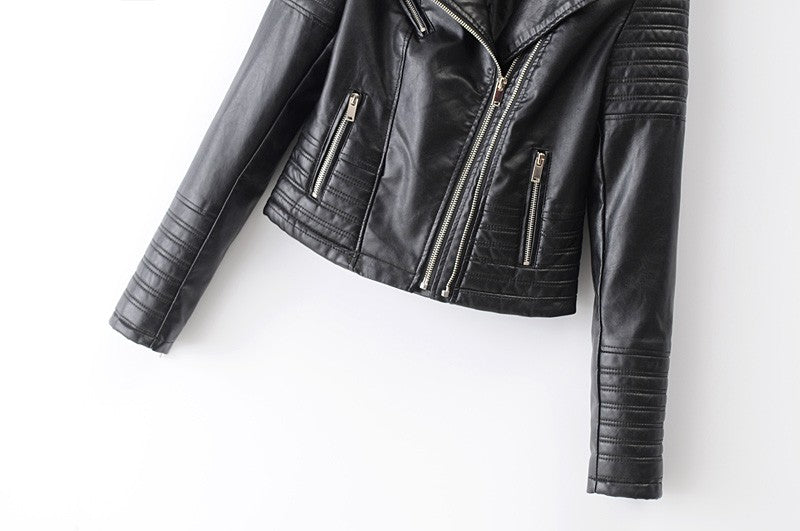 Customizable 2024 New UZZDSS Women Soft Motorcycle Faux Leather Jackets Ladies Long Sleeve Autumn Winter Biker Streetwear Coat