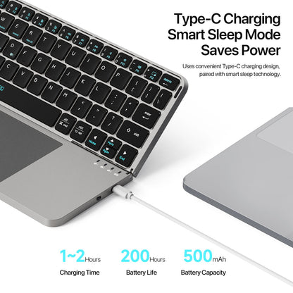 Teclado dobrável Bluetooth 5.0 DUX DUCIS com Touchpad e suporte de telefone para celulares, tablets e PCs com iOS, Android, Windows e Mac