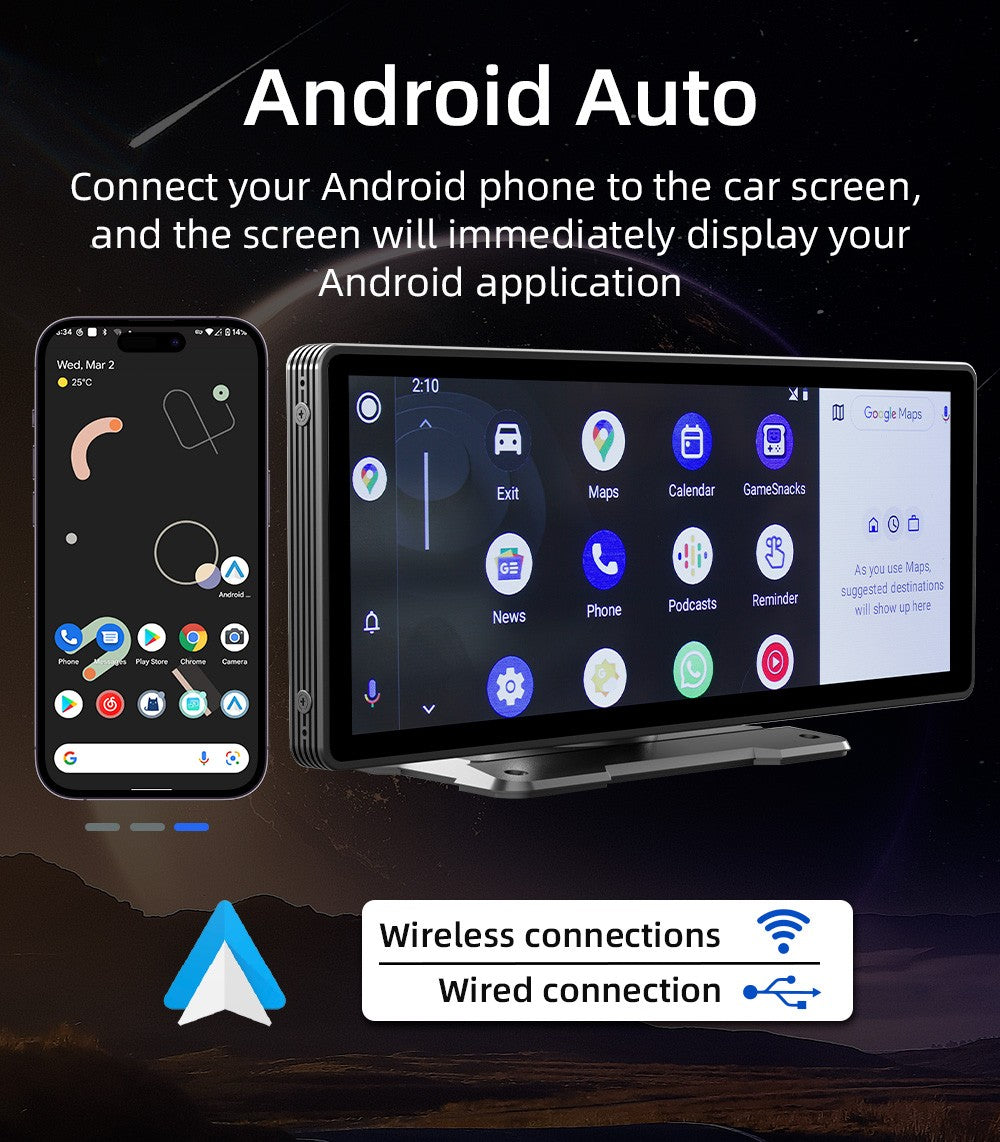 BQCC 10.26" IPS Polegadas Sem fio e com fio Carplay Android Auto Carro MP5 Player Saída de áudio Mirrorlink Rádio BT Automotivo Para Universal