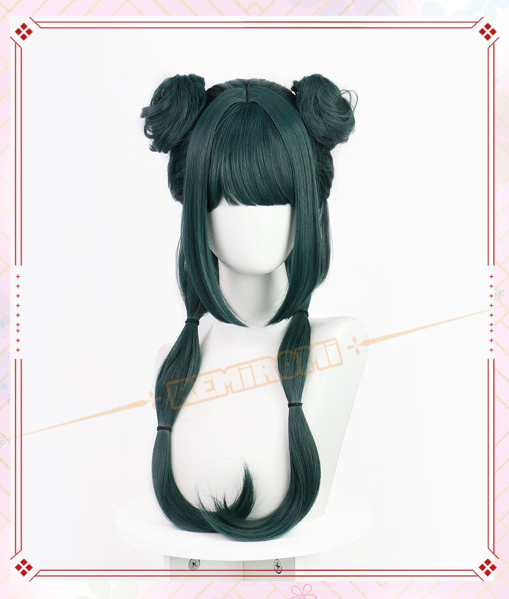 Peruca de Cosplay Maomao Sintética Anime The Apothecary Diaries Cabelo Verde 2 Estilos Kusuriya no Hitorigoto Grampo de Cabelo Touca + Touca de Peruca