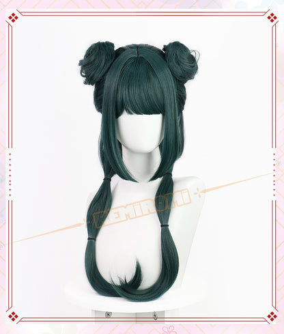 Peruca de Cosplay Maomao Sintética Anime The Apothecary Diaries Cabelo Verde 2 Estilos Kusuriya no Hitorigoto Grampo de Cabelo Touca + Touca de Peruca