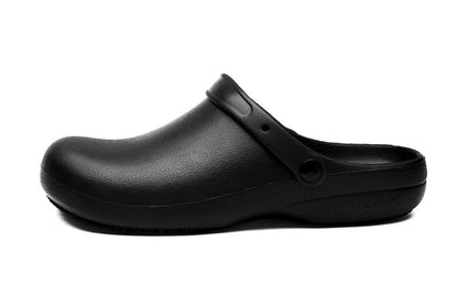 Pure Black Anti Skid Rubber Sandals Chef Shoes Kitchen Cook Waterproof Garden Shoes Clogs Without Holes Plus Big Size 47 48 49