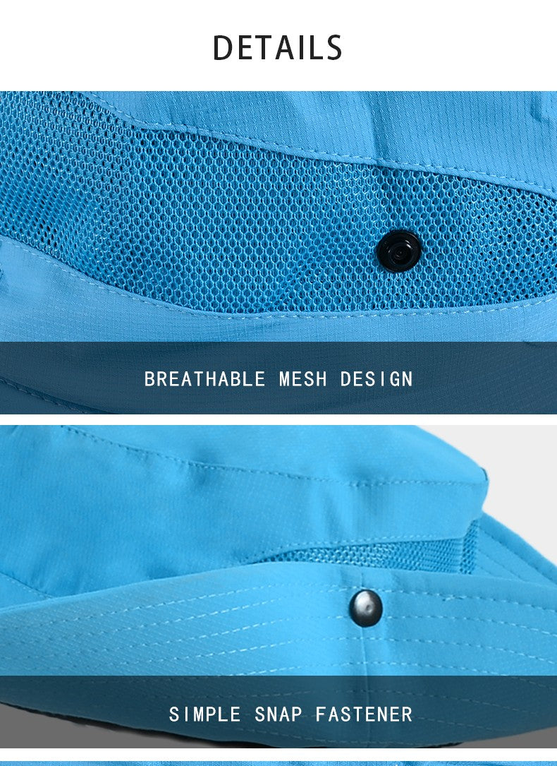 Women Ponytail Fisherman Hat Waterproof Sun Cap Pure Color Outdoor Travel Fishing Climbing Hiking Large Brim Bucket Hat undefine