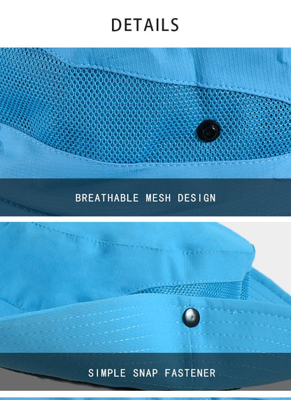 Women Ponytail Fisherman Hat Waterproof Sun Cap Pure Color Outdoor Travel Fishing Climbing Hiking Large Brim Bucket Hat undefine