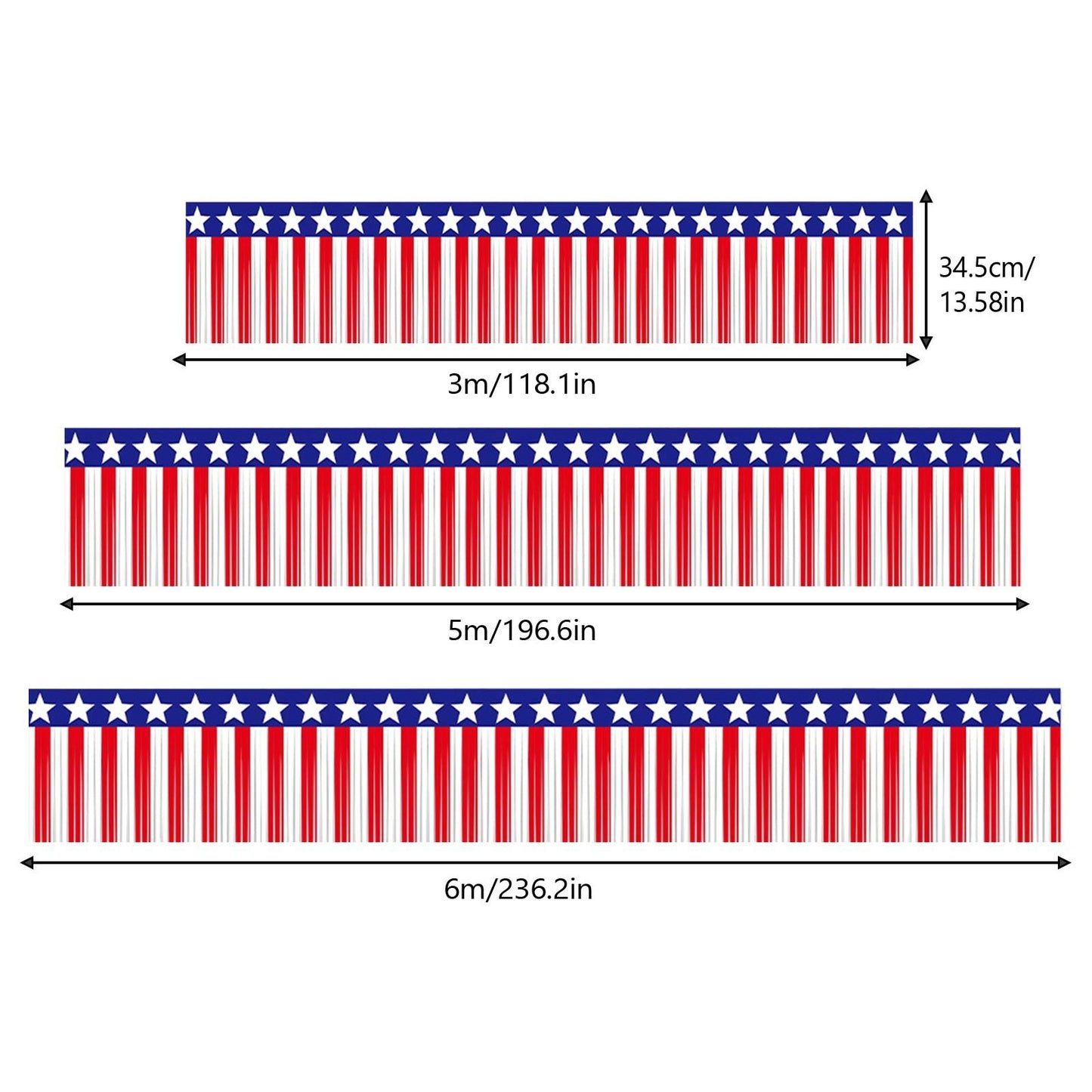 USA Flag Fringe Banner Tinsel Streamer Foil Tassel Garland For Independence Day Fourth Of July Indoor And Outdoor Decoration