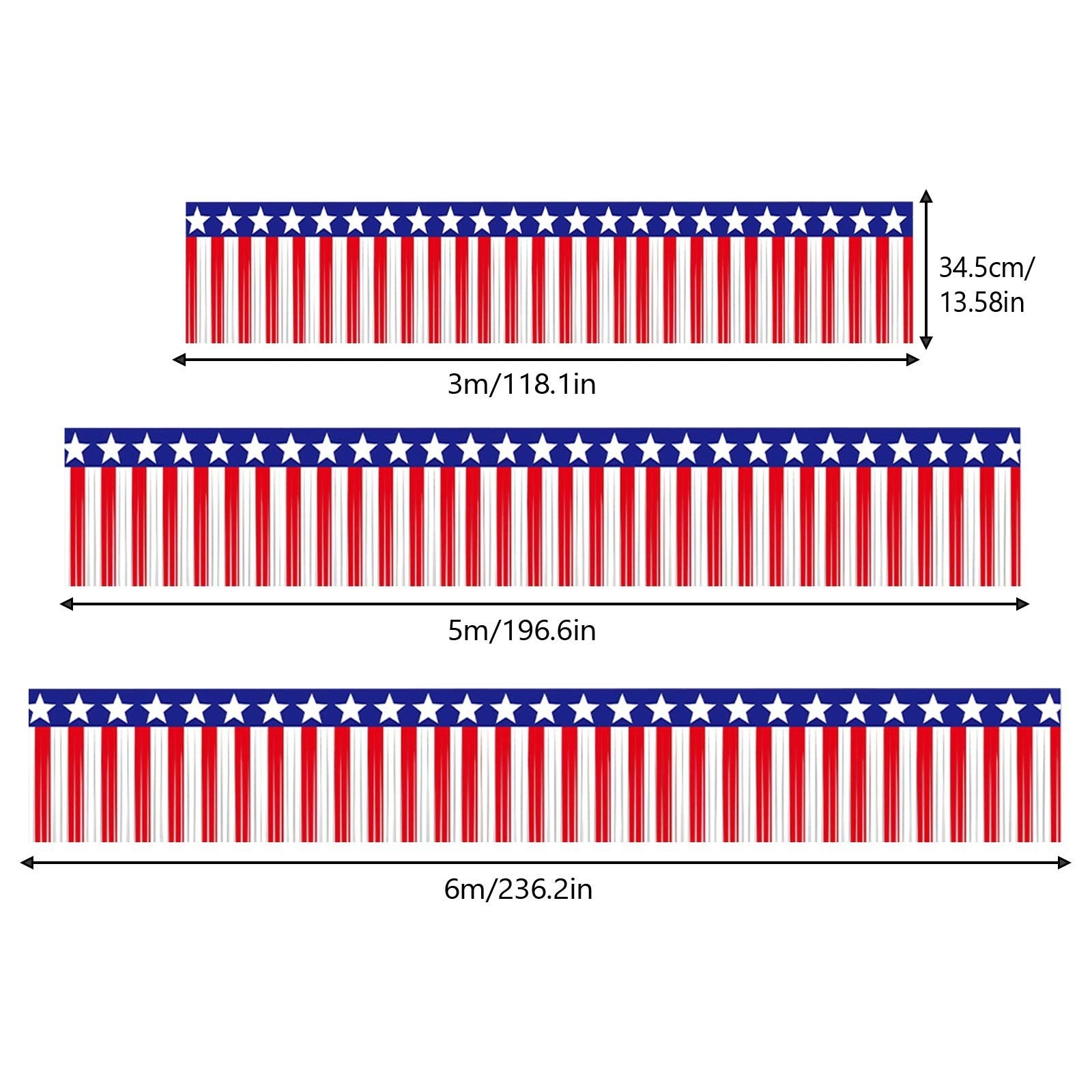 USA Flag Fringe Banner Tinsel Streamer Foil Tassel Garland For Independence Day Fourth Of July Indoor And Outdoor Decoration