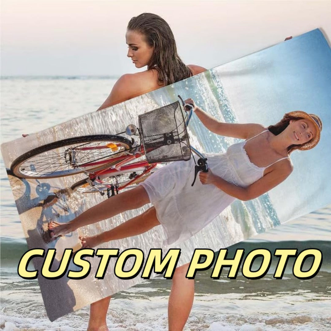 Custom Photo Beach Towel Soft Microfiber Lightweight Polyester Towel Anti-Sand For Family Friends Party Quick-Drying Bath Towel
