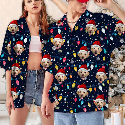 Funny Unisex Hawaiian Custom Christmas Face 3D Photo Print Button Diy Photo Shirt Short Sleeve Designer Shirts Clothes Xmas Gift