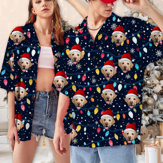 Funny Unisex Hawaiian Custom Christmas Face 3D Photo Print Button Diy Photo Shirt Short Sleeve Designer Shirts Clothes Xmas Gift