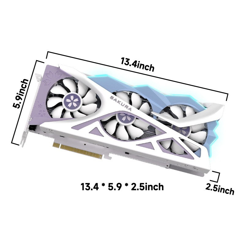 Placa de vídeo para jogos Yeston RX 7700 XT 12GB GDDR6 Sakura Bride Edition - Inspirada em anime