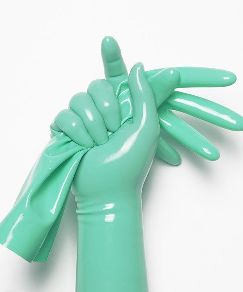 Unisex Natural Latex Black Gloves Rubber Short Gloves Cosplay Costumes Accessory