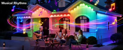 Smart Permanent Outdoor Lights Eaves Lights IP67 Waterproof Light String with App Remote Control Music Sync for House Roof Decor