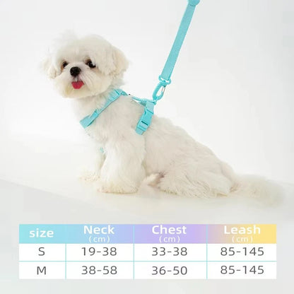 Conjunto de Coleira e Guia Ajustável para Cães Cor Macaron, Acessórios Reflexivos para Cães Pequenos para Filhotes e Gatos, Passeio com Animais de Estimação