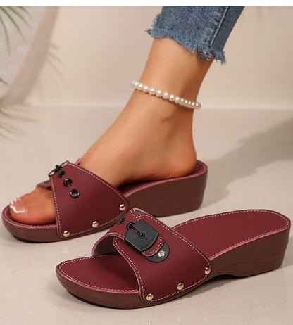 Women's Sandals Luxury Heels Shoes For Summer Woman Sandals Soft Wedges Heeled Sandalias Mujer 2025 New Sandals Summer Slippers