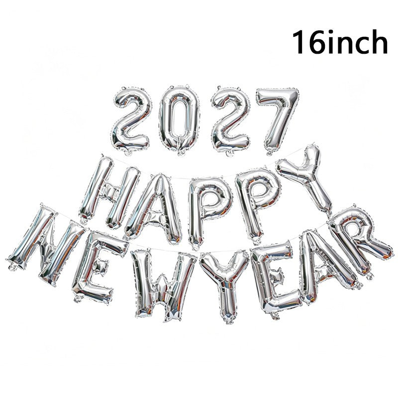 16 Inch 2027 Happy New Year Foil Balloons Christmas New Year Party Decoration Festival Party Supplies Photo Props Home Decor