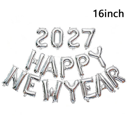 16 Inch 2027 Happy New Year Foil Balloons Christmas New Year Party Decoration Festival Party Supplies Photo Props Home Decor