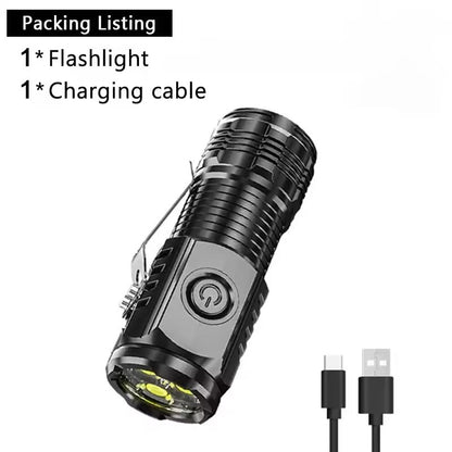 Super Bright MINI LED Flashlight USB Torch Rechargeable Zoom Fishing Lantern Powerful 3 Lighting Mode Outdoors Camping Lamp