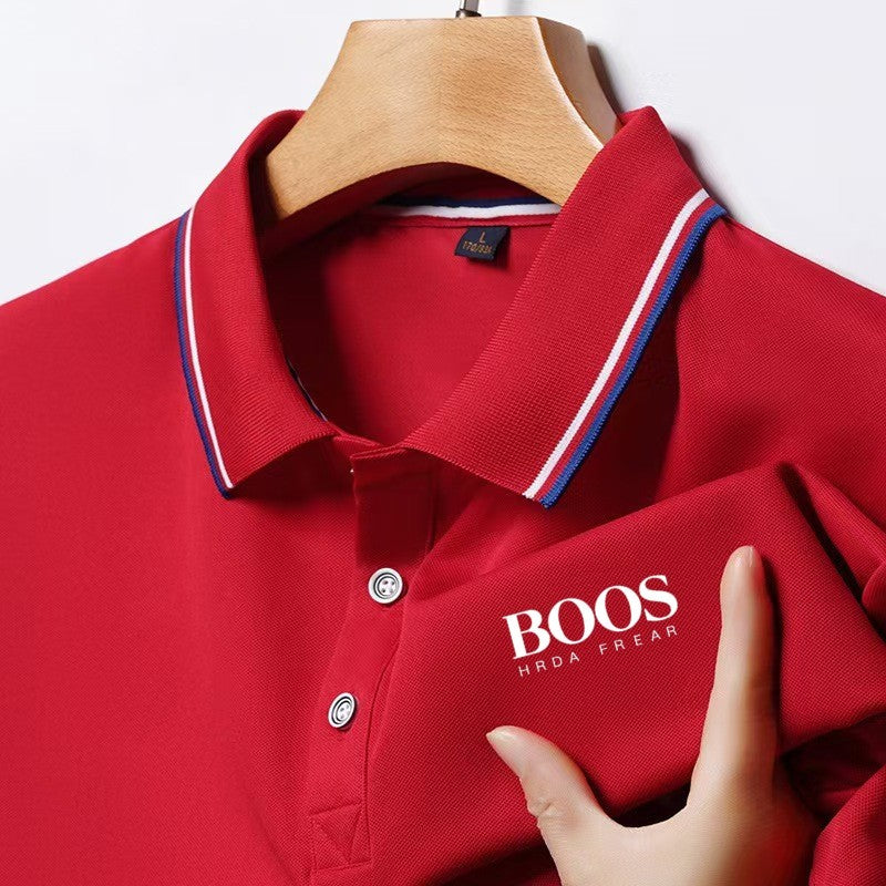 Men's New Embroidered Business Casual Short Sleeved Polo Shirt, Fashionable Short Sleeved Comfortable Breathable Top