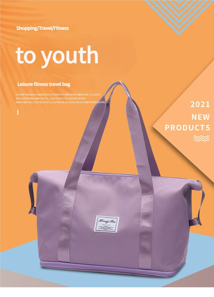 Travel Fitness Waterproof Foldable Luggage Handbag Outdoor Luggage Storage Bag Dry Wet Separation Fitness Bag Handbag