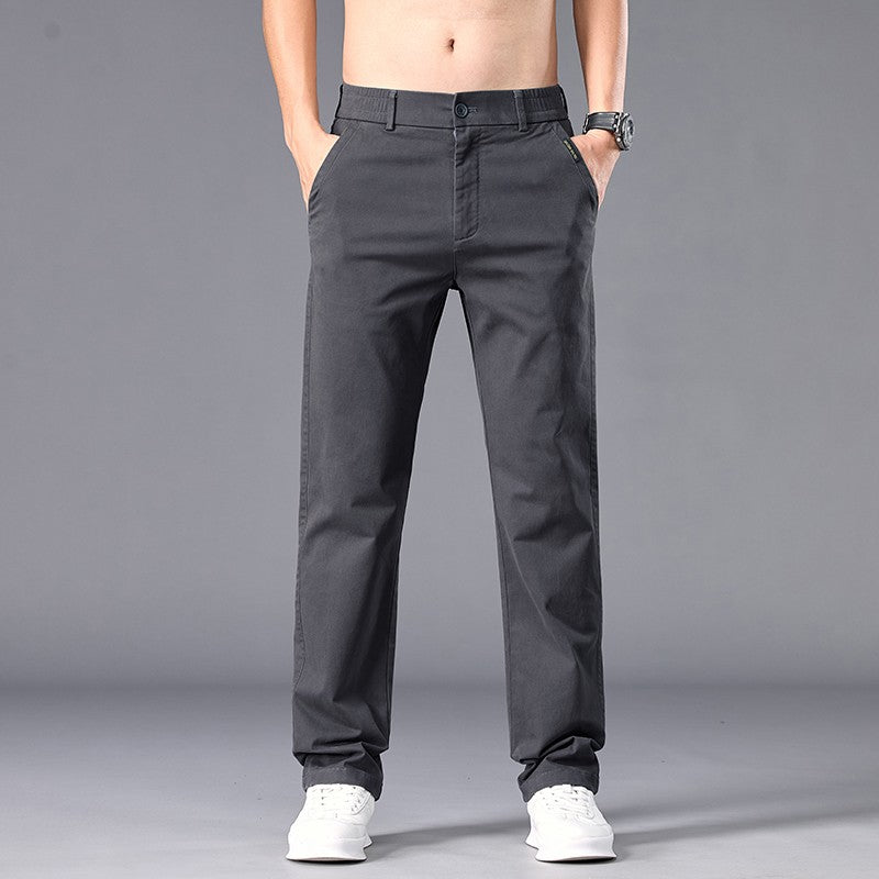 New Casual Pants Men Straight Fit Stretch Autumn Chino Trousers Male Formal Work Business Dress Khaki Fashion Spring Pants