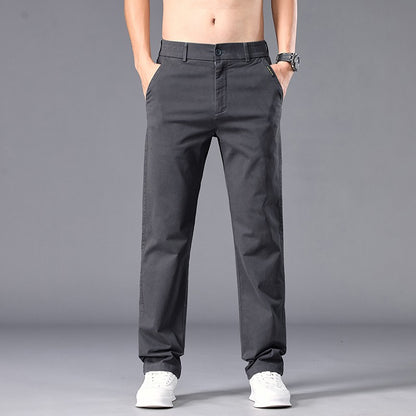 New Casual Pants Men Straight Fit Stretch Autumn Chino Trousers Male Formal Work Business Dress Khaki Fashion Spring Pants