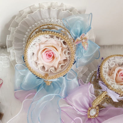 Lolita Girls Top Hat Rose With Long Ribbon ,Tea Cup Palace Spanish Fedoras
