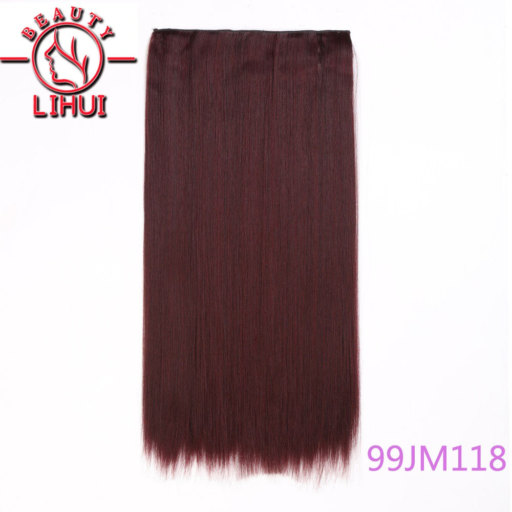 Extensões de cabelo sintéticas com clipe, longas e lisas, com 5 clipes em uma única peça, extensões de cabelo multicoloridas LIHUI