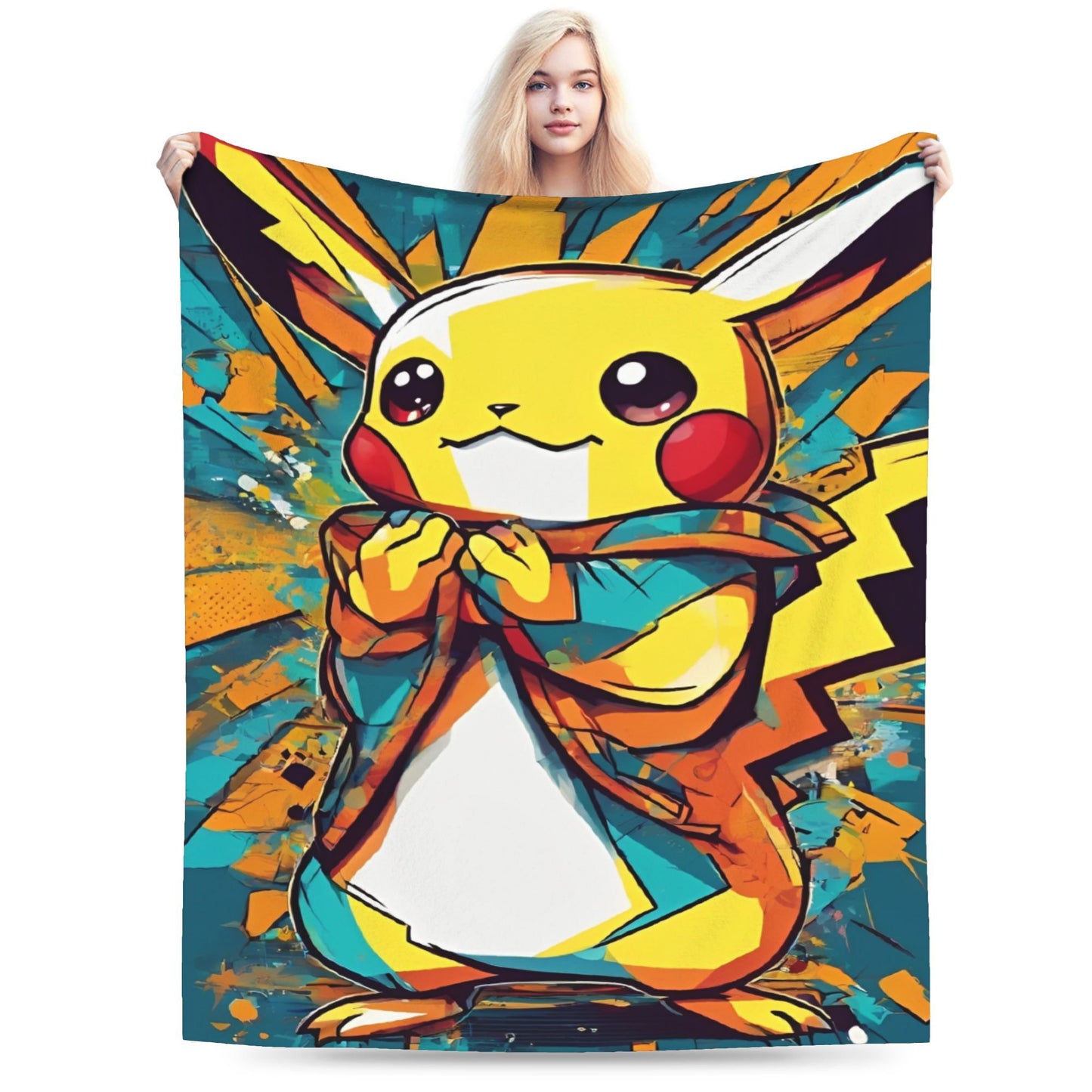 Cobertor de Flanela com Cena Clássica de Pokémon para Cama Super Quente, Mantas para Sofá, Cadeira, Piquenique, Colcha Engraçada, Capa para Sofá-Cama