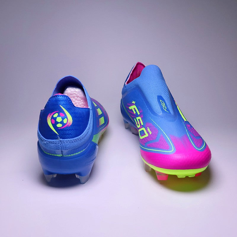 SLIP-ON Mens Soccer Shoes Non-Slip Turf Soccer Cleats for Youth  Without-Lace TF/FG Training Football Boots Chuteira Campo 35-45