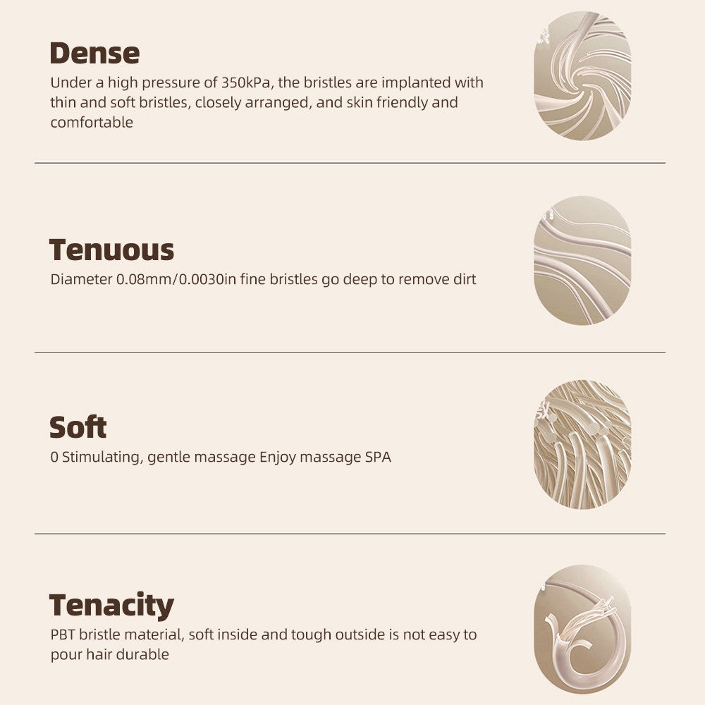 Electric shower brush, rechargeable, waterproof IPX7, 3-speed 6-in-1, wireless shower brush head, lazy scrubbing tool