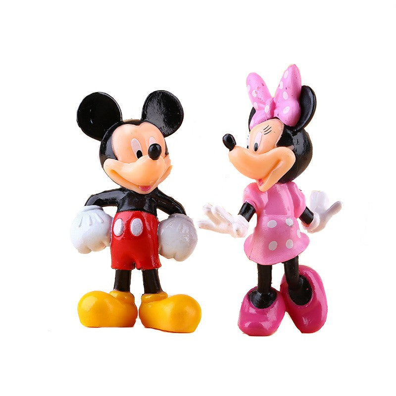Disney Anime 4pçs/conjunto de figuras de ação de PVC Mickey e Minnie Mouse, brinquedos para crianças