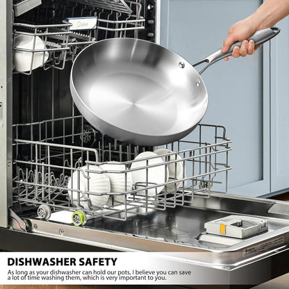 Frying Pan 304 Stainless Steel Non-Stick Steak Pan 22/24/26/28cm Skillet Wok Kitchen Cookware for Gas and Induction Hobs