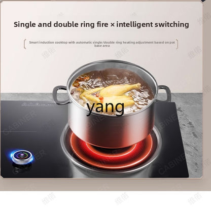 YJQ 7000W knob fire induction cooker household double stove embedded electric ceramic cooker one flat and one concave desktop