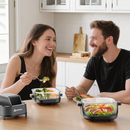 Fritadeira de ar portátil de vidro 4 em 1 com calor preciso de 60-200°C Tecnologia Max Crisp Recipientes duplos de 4,2QT e 1,6QT com tampas Congelador Lavável na Máquina de Lavar Louça
