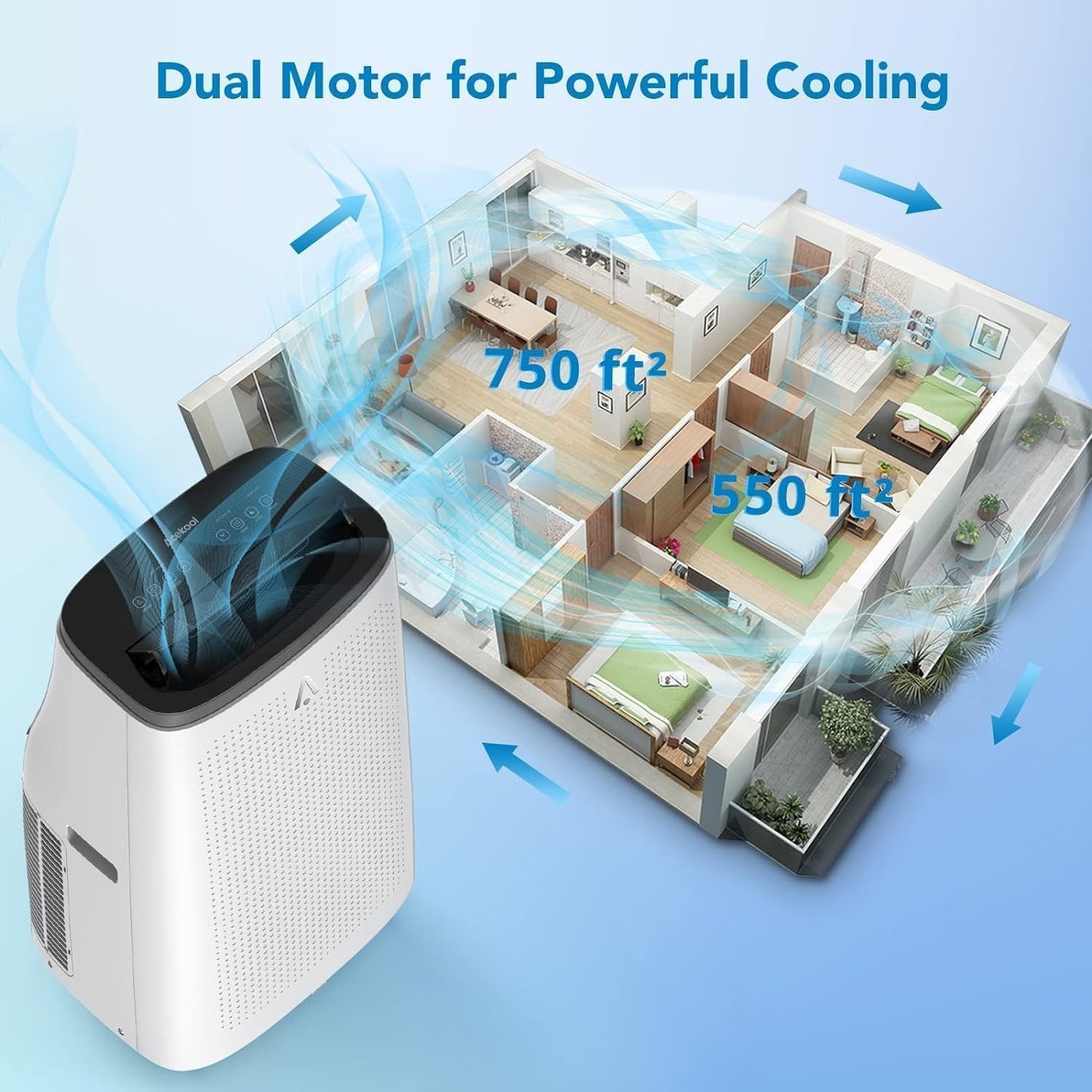 Ar Condicionado Portátil 14000 BTUs Refrigera até 70 m² Unidade AC 3 em 1 Desumidificador Ventilador Controle Remoto Timer 24h para Casa