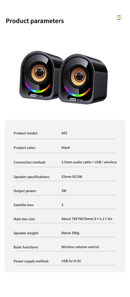 Caixas de som Lenovo para desktop, portáteis, pequenas, para computador, desktop, notebook, residenciais, com fio, mini caixas de som multimídia pequenas para desktop/notebook