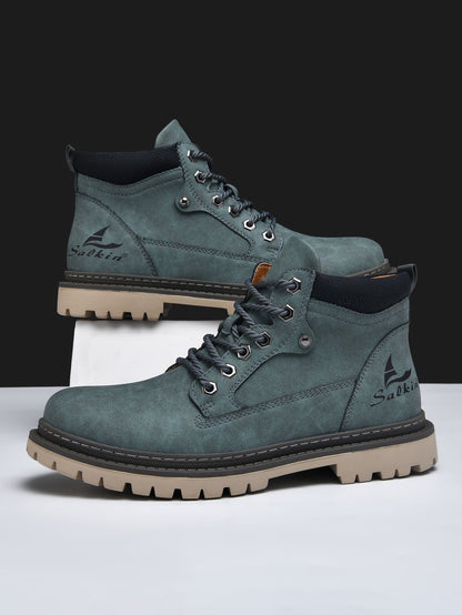 Botas Masculinas Feitas à Mão, Botas de Tornozelo de Inverno em Couro, Sapatos de Outono para Caminhada ao Ar Livre, Tênis, Botas Masculinas de Cano Alto, Calçados Antiderrapantes