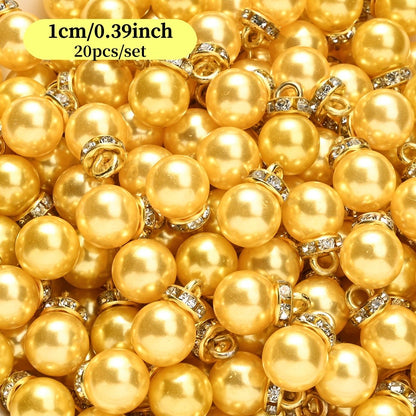 20pcs/set Shiny CCB Christmas Beads Pendant Classic Golden Rhinestone Spacer Beads For Earrings  Making Fashion Accessories